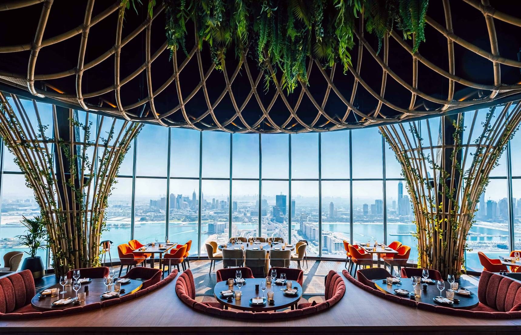 SUSHISAMBA Dubai restaurant interior with view of the city