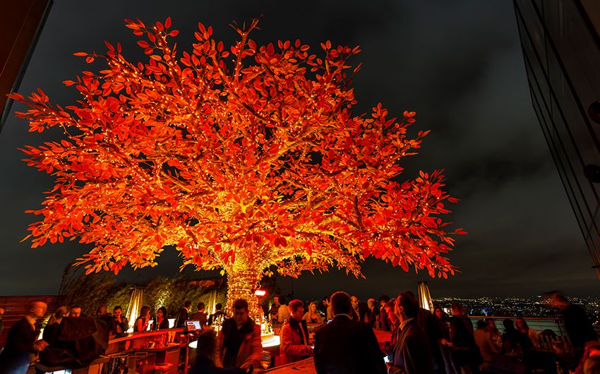 SUSHISAMBA Heron Tower, London Tree Bar at night