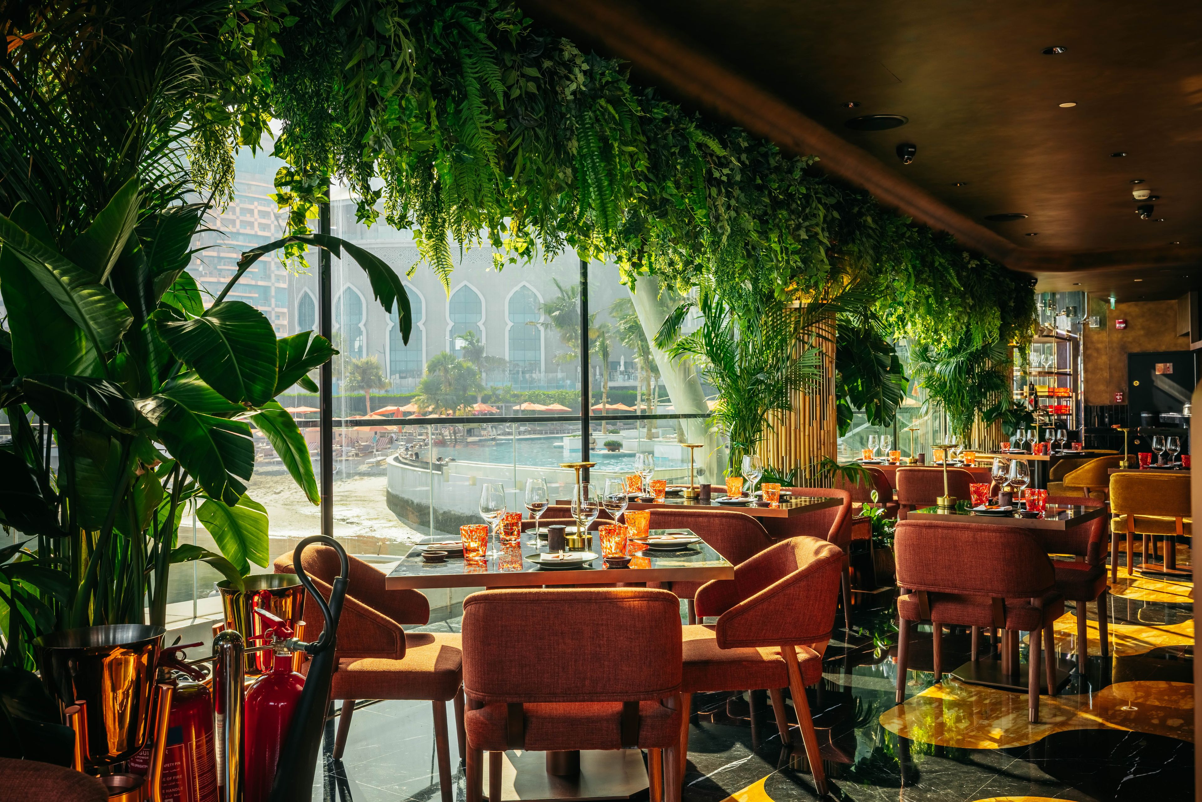 SUSHISAMBA ABU DHABI interior of the restaurant with a view of the riverfront