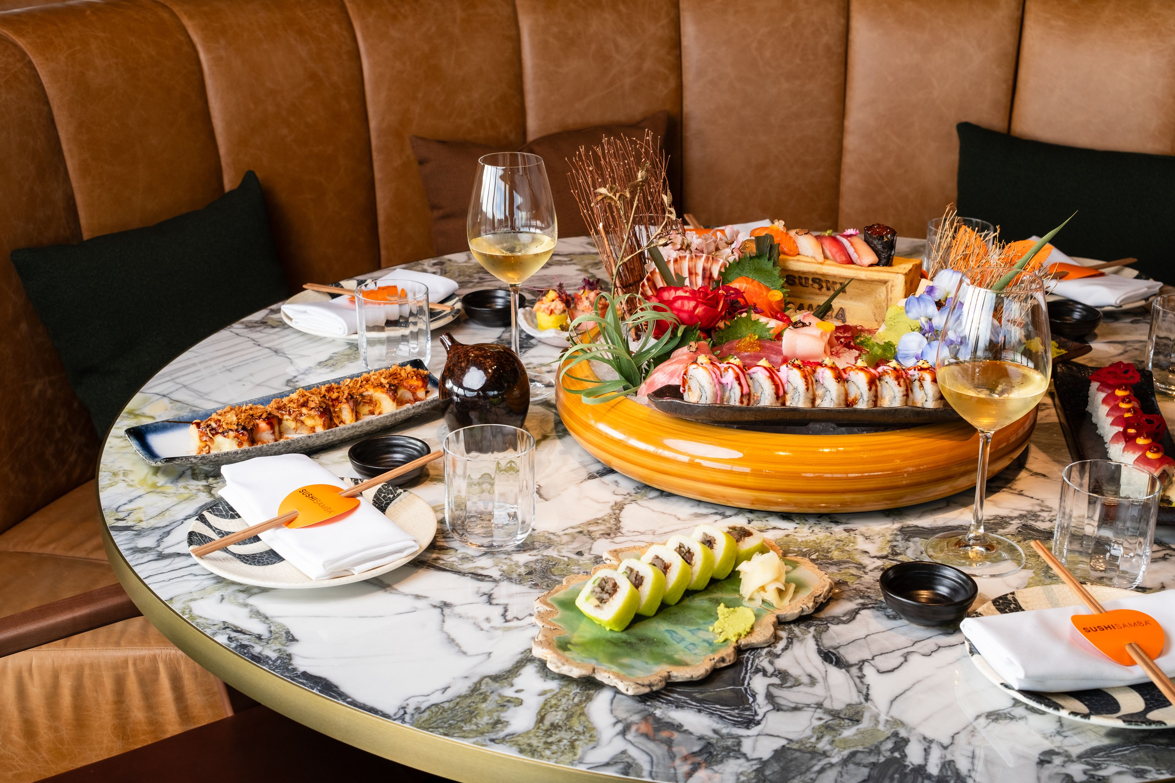 SUSHISAMBA assortment of dishes on the table