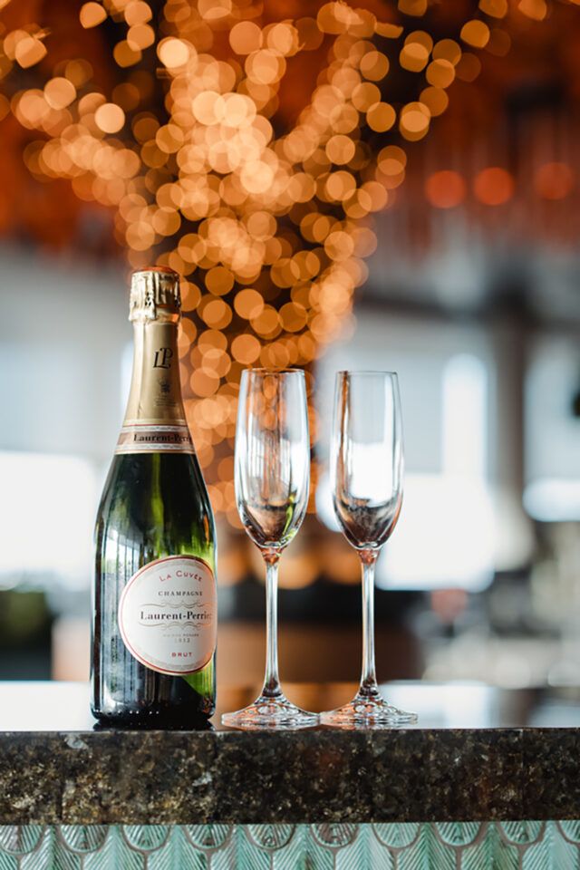 sushisamba edinburgh champagne bottle and glasses on the bar